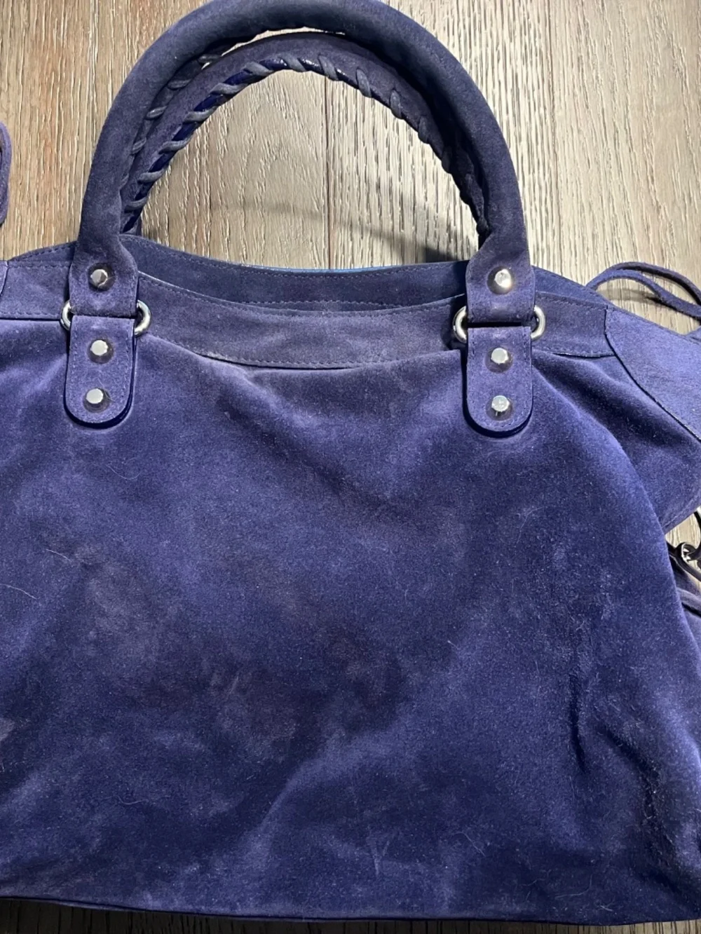 Balenciaga First Bag Suede Color Blue Nuit